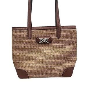 BRIGHTON  TARA TOTE RAFFIA STRAW & BOURBON LEATHER HANDBAG  Bag